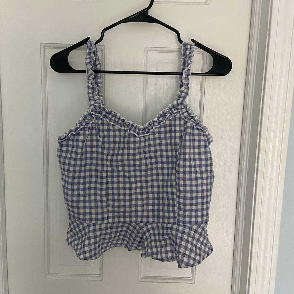 NWT Gingham Crop Tank Top